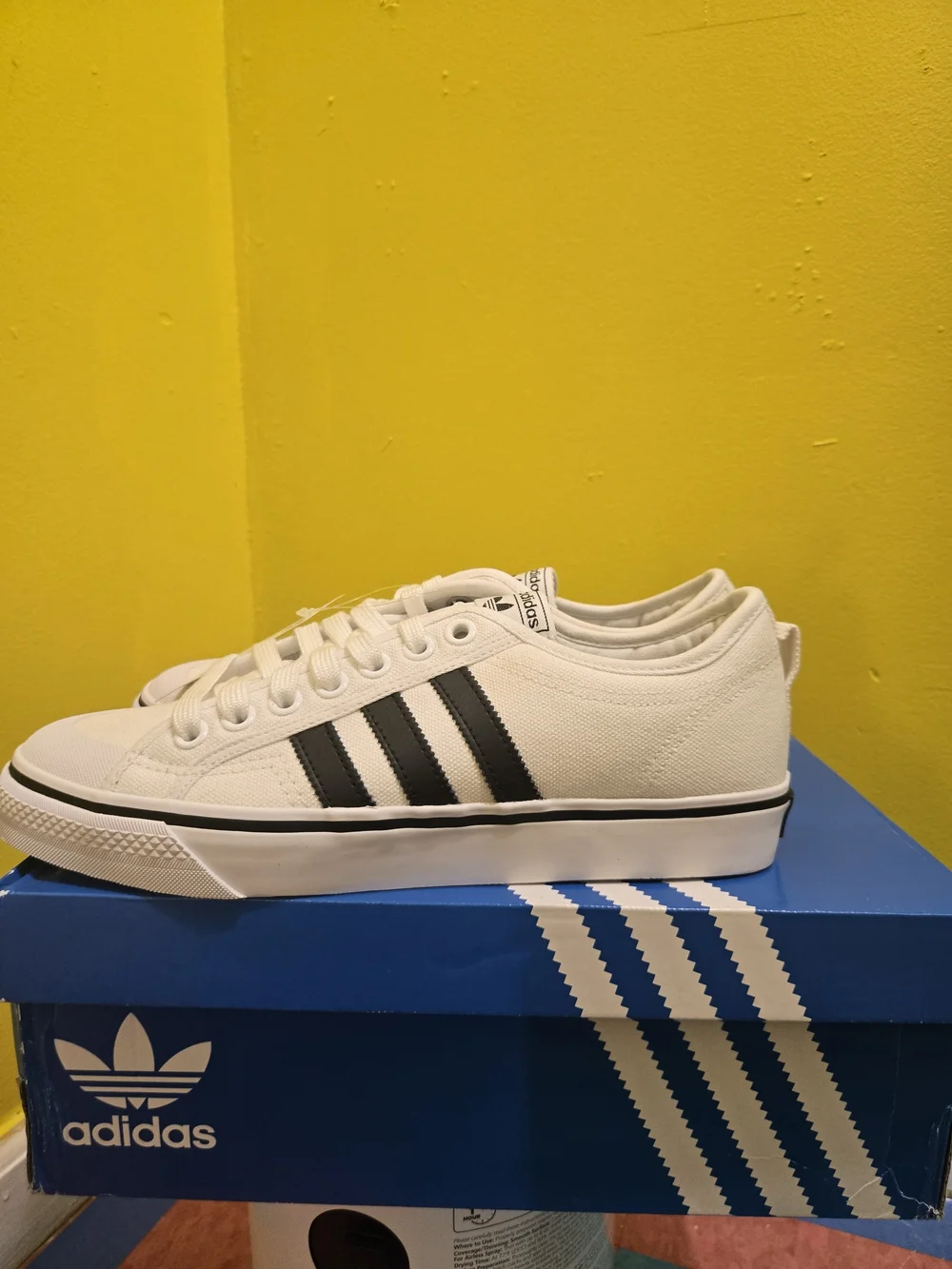 adidas Nizza White Sneakers with Black Stripes